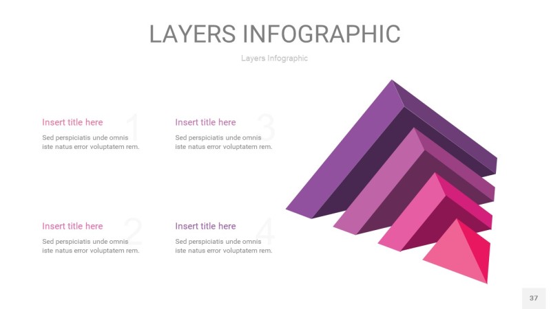 粉紫色3D分层PPT信息图37