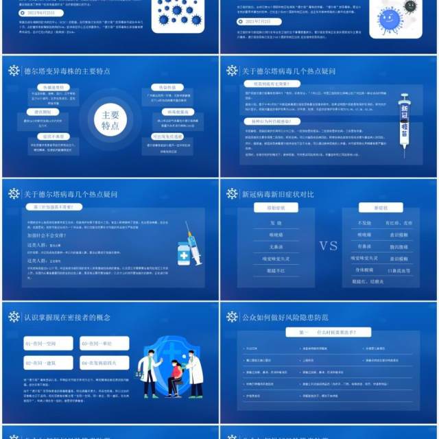 蓝色简约风德尔塔病毒我们应该如何防范知识宣传PPT模板