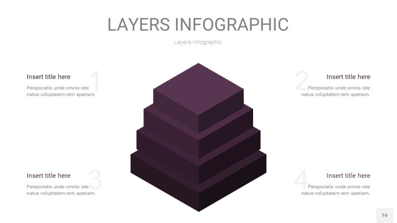深紫色3D分层PPT信息图16