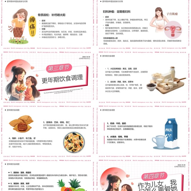 粉色卡通风世界更年期关怀日PPT模板 粉色卡通风世界更年期关怀日PPT模板