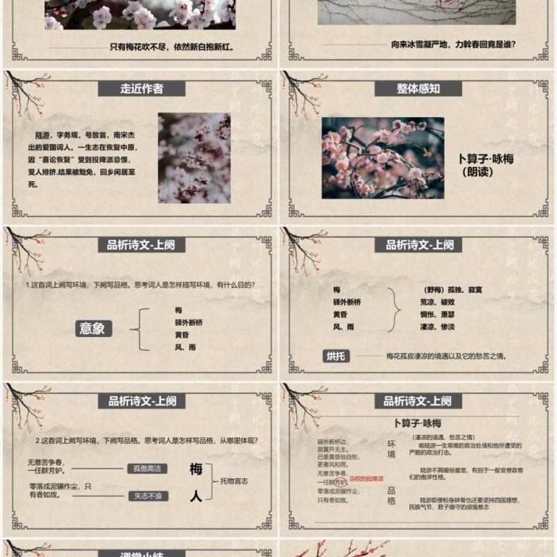 部编版八年级语文下册咏梅课件PPT模板