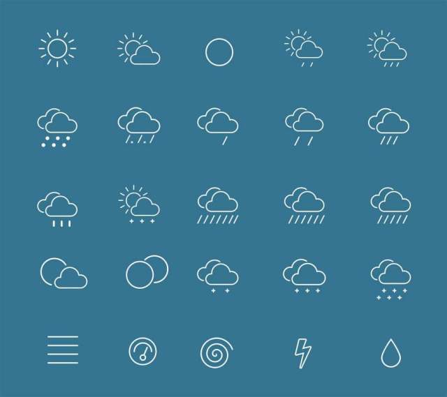 25 枚线性天气图标
