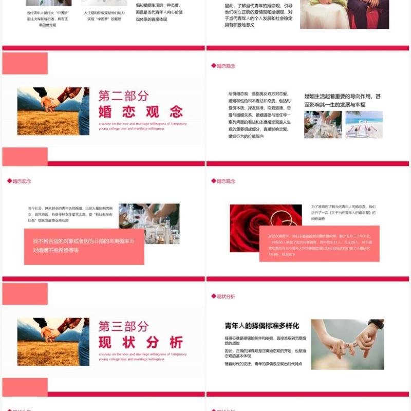 当代青年大学生婚恋意愿调查动态PPT模板