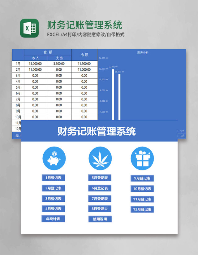 财务记账管理系统Excel模板