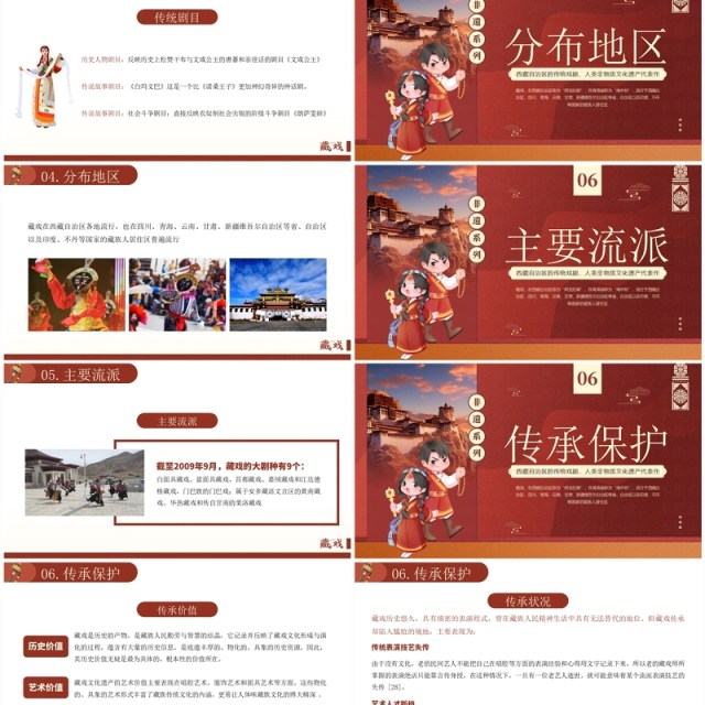 红色简约风非遗系列之藏戏介绍PPT模板 红色简约风非遗系列之藏戏介绍PPT模板