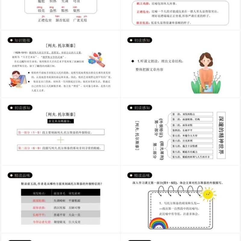 部编版八年级语文上册列夫托尔斯泰课件PPT模板