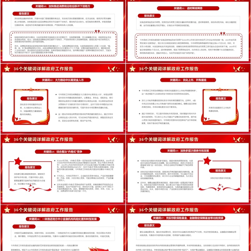 红色简约风2025政府工作报告关键词PPT模板