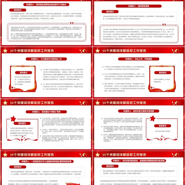 红色简约风2025政府工作报告关键词PPT模板 红色简约风2025政府工作报告关键词PPT模板