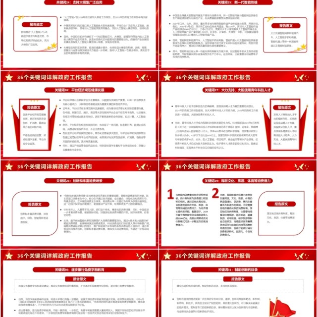红色简约风2025政府工作报告关键词PPT模板 红色简约风2025政府工作报告关键词PPT模板