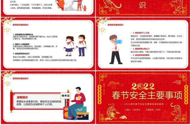 红色中国风春节安全主要事项PPT模板 红色中国风春节安全主要事项PPT模板