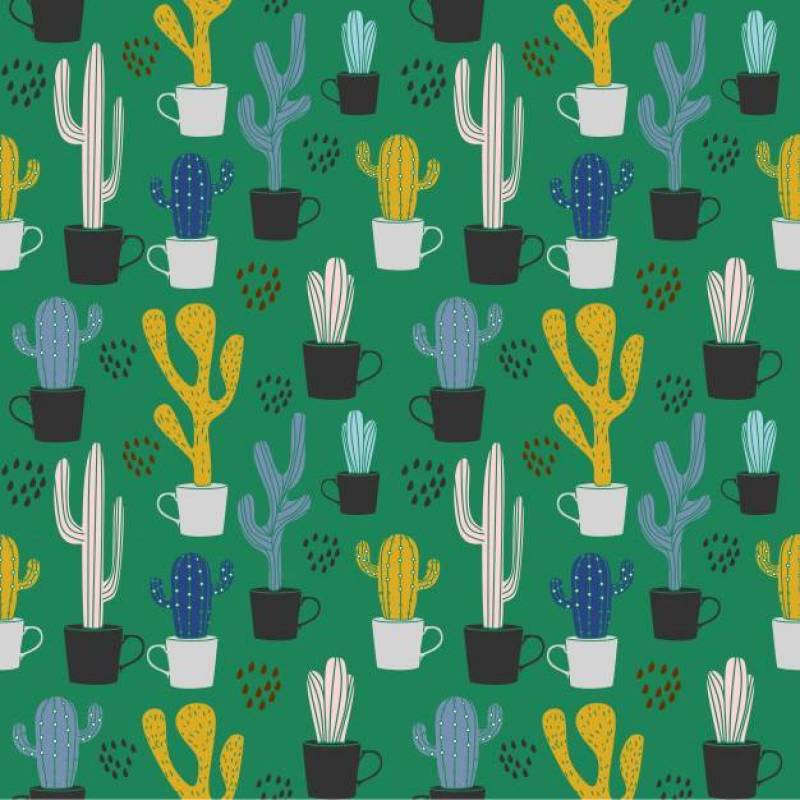 多彩可爱时尚夏季仙人掌图案背景。