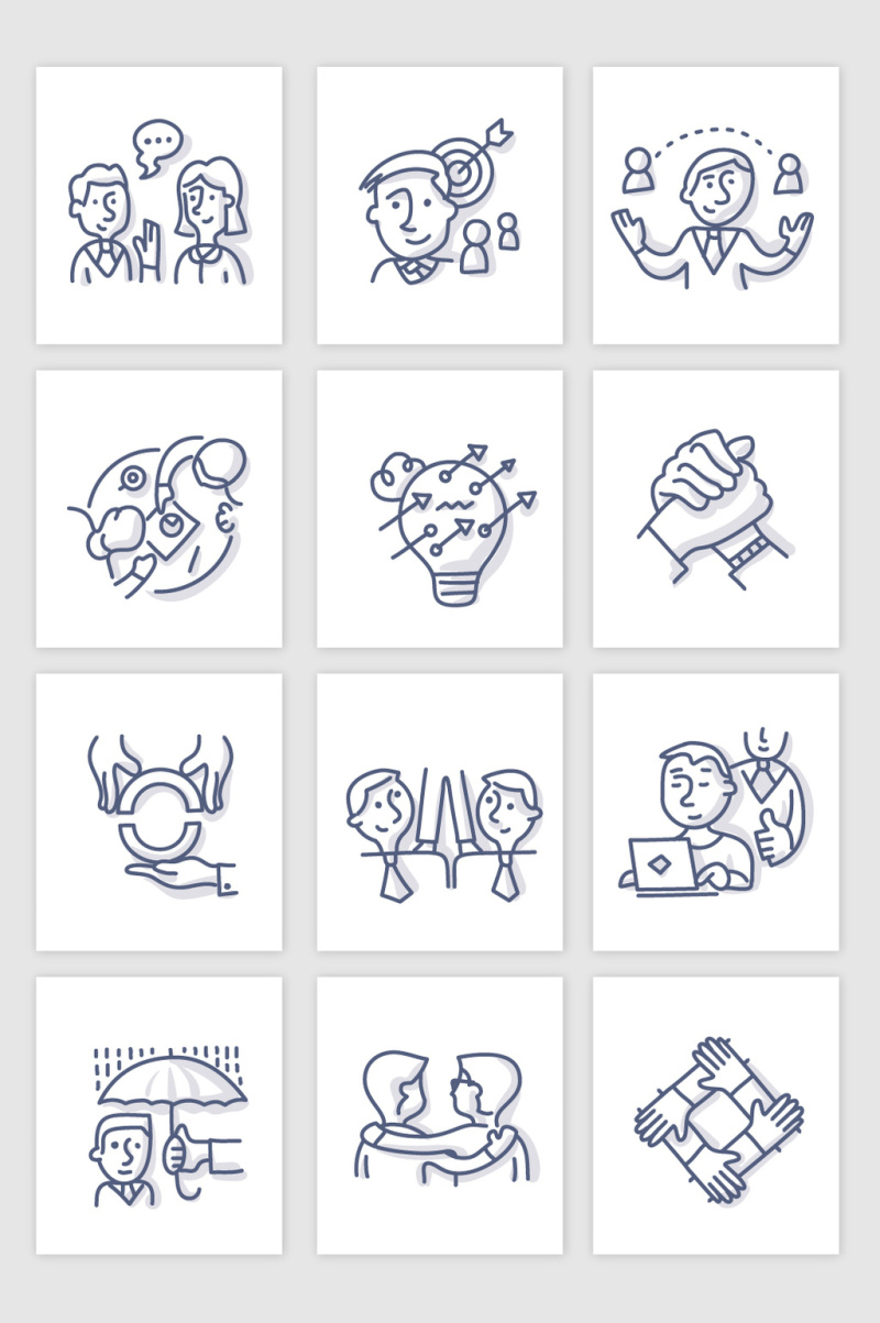 不规则图形团队合作图标设计素材