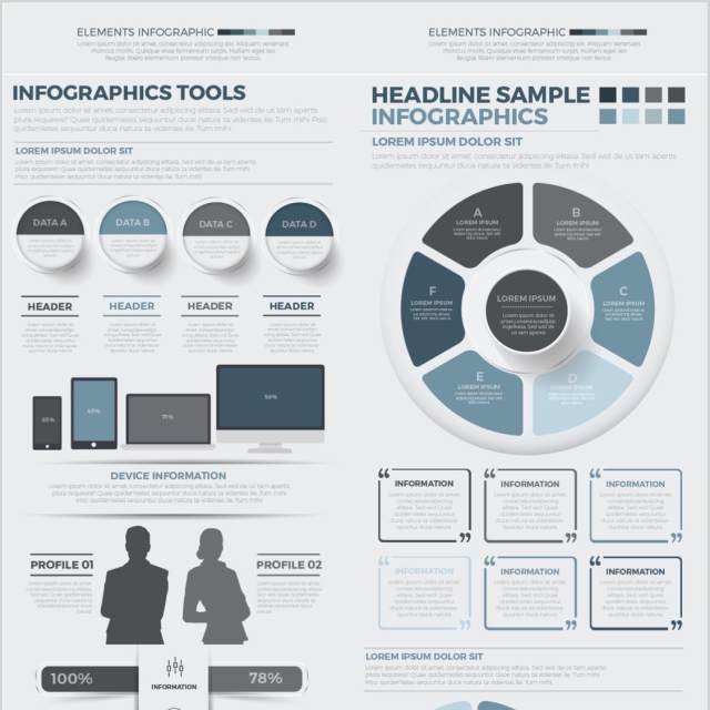 大信息图表元素设计矢量素材Big Infographics Elements Design
