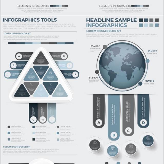 大信息图表元素设计矢量素材Big Infographics Elements Design