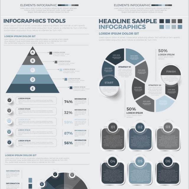 大信息图表元素设计矢量素材Big Infographics Elements Design