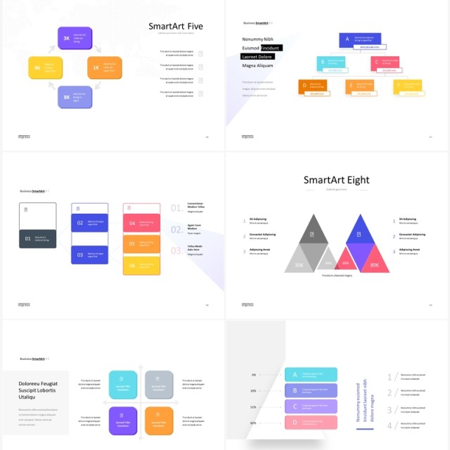 蓝色项目产品信息图表数据分析PPT模板素材Impress Bright Anmt