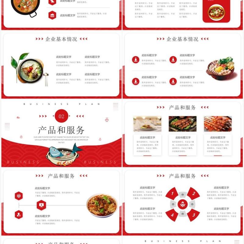 红色商务风餐饮行业商业计划书PPT模板