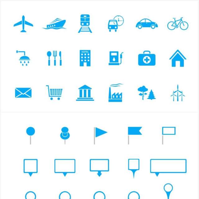 旅行旅游标记图标PPT元素Markers icons 旅行旅游标记图标PPT元素Markers icons
