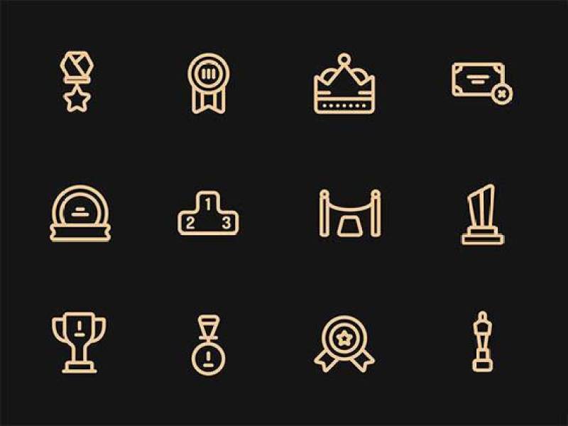 40 枚奖项元素线性图标