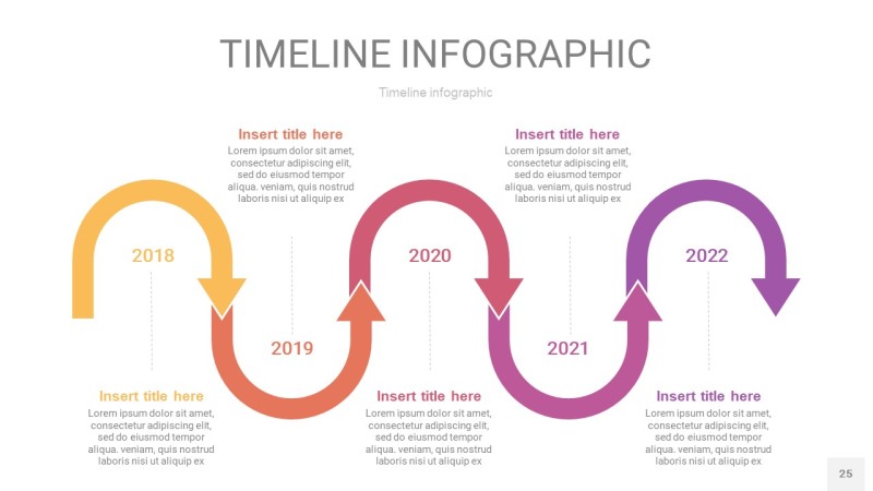 紫黄色时间轴PPT信息图25