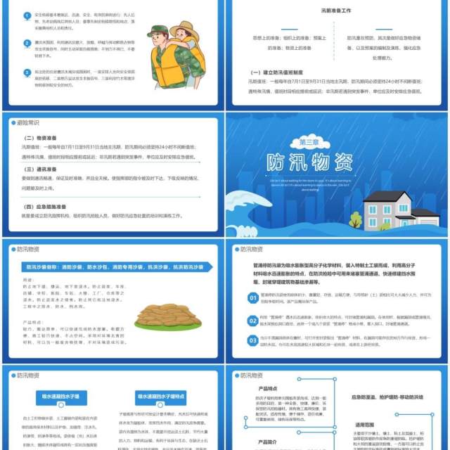 蓝色简约风夏季防汛安全知识培训PPT模板