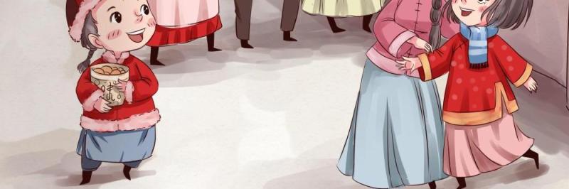 卡通手绘民国风新年春节年货节插画PSD大字报素材55