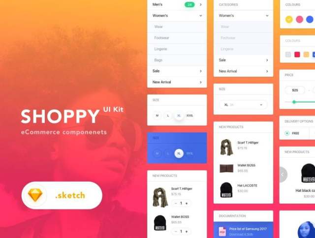 电子商务Sketch UI桌面UI工具包,Shoppy电子商务UI工具包 电子商务Sketch UI桌面UI工具包,Shoppy电子商务UI工具包
