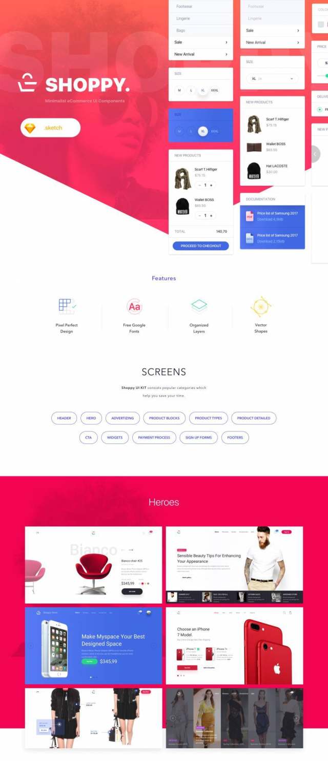 电子商务Sketch UI桌面UI工具包,Shoppy电子商务UI工具包 电子商务Sketch UI桌面UI工具包,Shoppy电子商务UI工具包