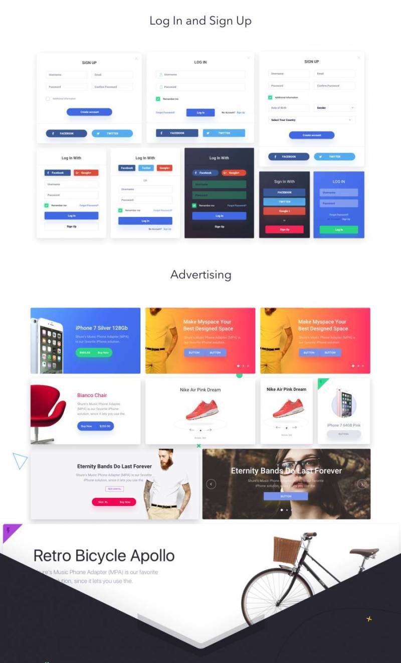 电子商务Sketch UI桌面UI工具包，Shoppy电子商务UI工具包