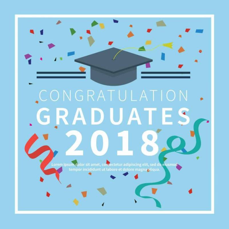 与蓝色背景例证的毕业卡片