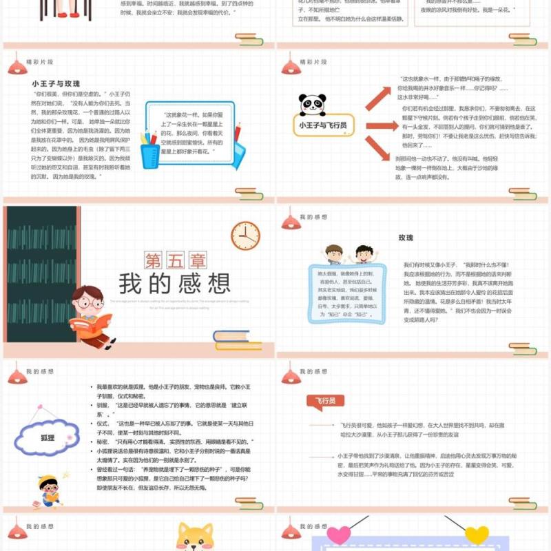 简约卡通风小王子读书分享PPT模板