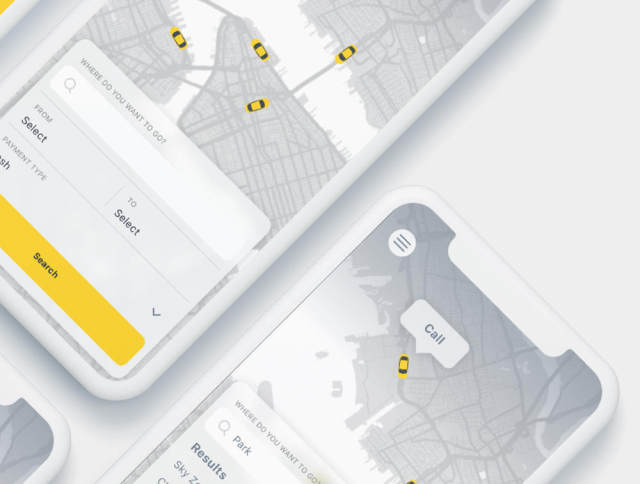 高品质的模板设计草图及的Adobe XD出租车移动应用程序，Cabbo  - 出租车UI套件移动应用