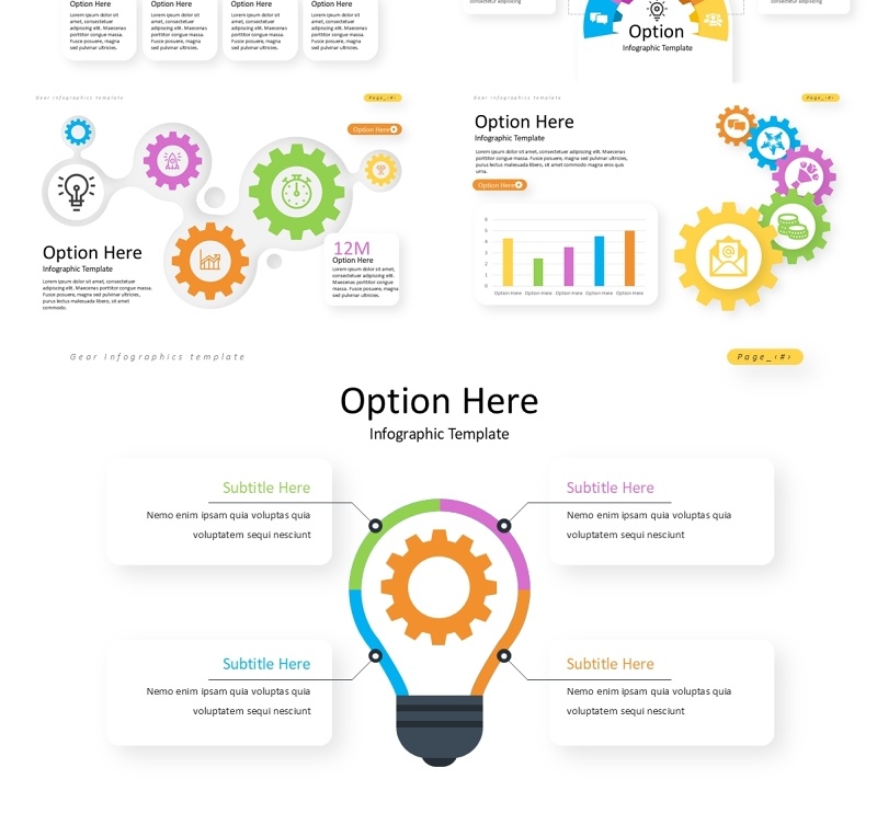 齿轮信息图PPT模板素材Gear Infographics PPT