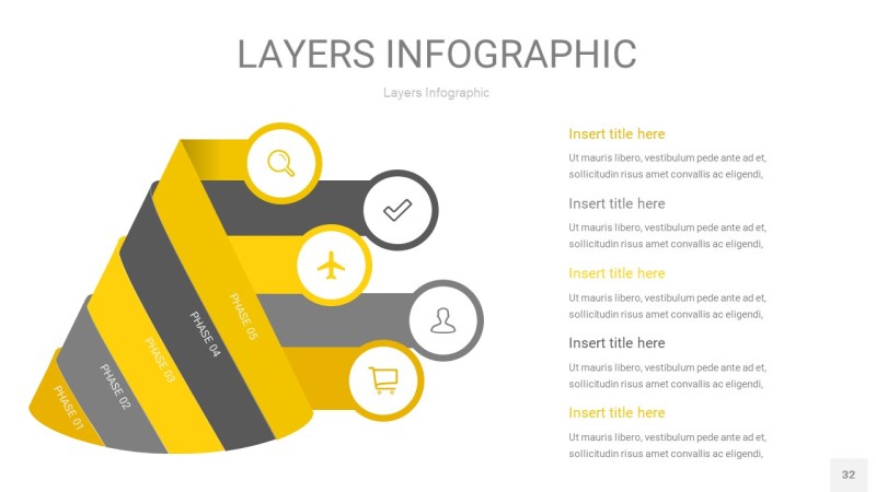 灰黄色3D分层PPT信息图32