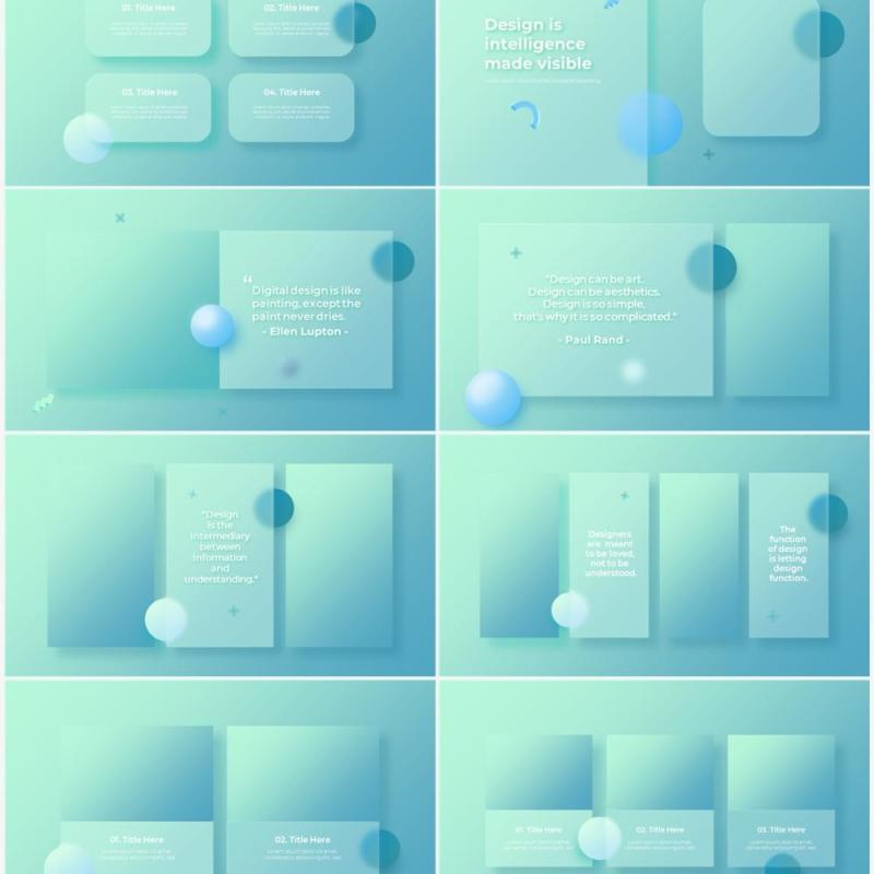 玻璃亮蓝色国外动态商业商务PPT模板素材Glass Bright Blue