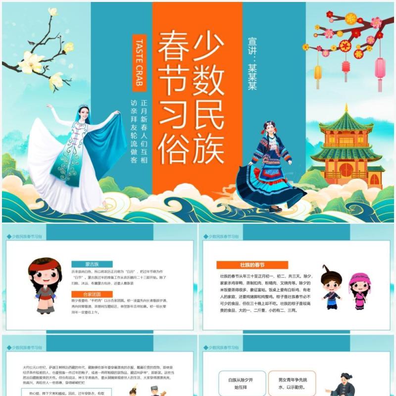 少数民族新年春节习俗动态PPT模板