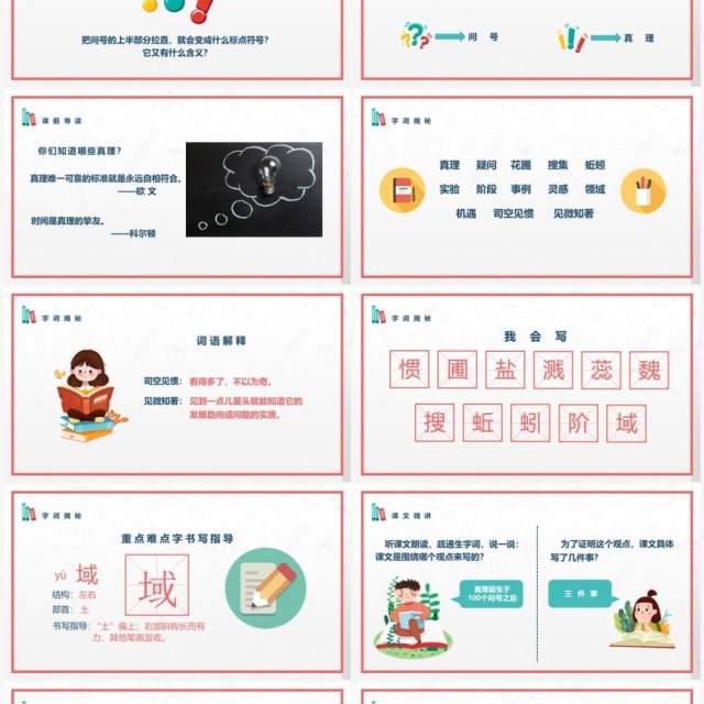 部编版六年级语文下册真理诞生于100个问号之后课件PPT模板