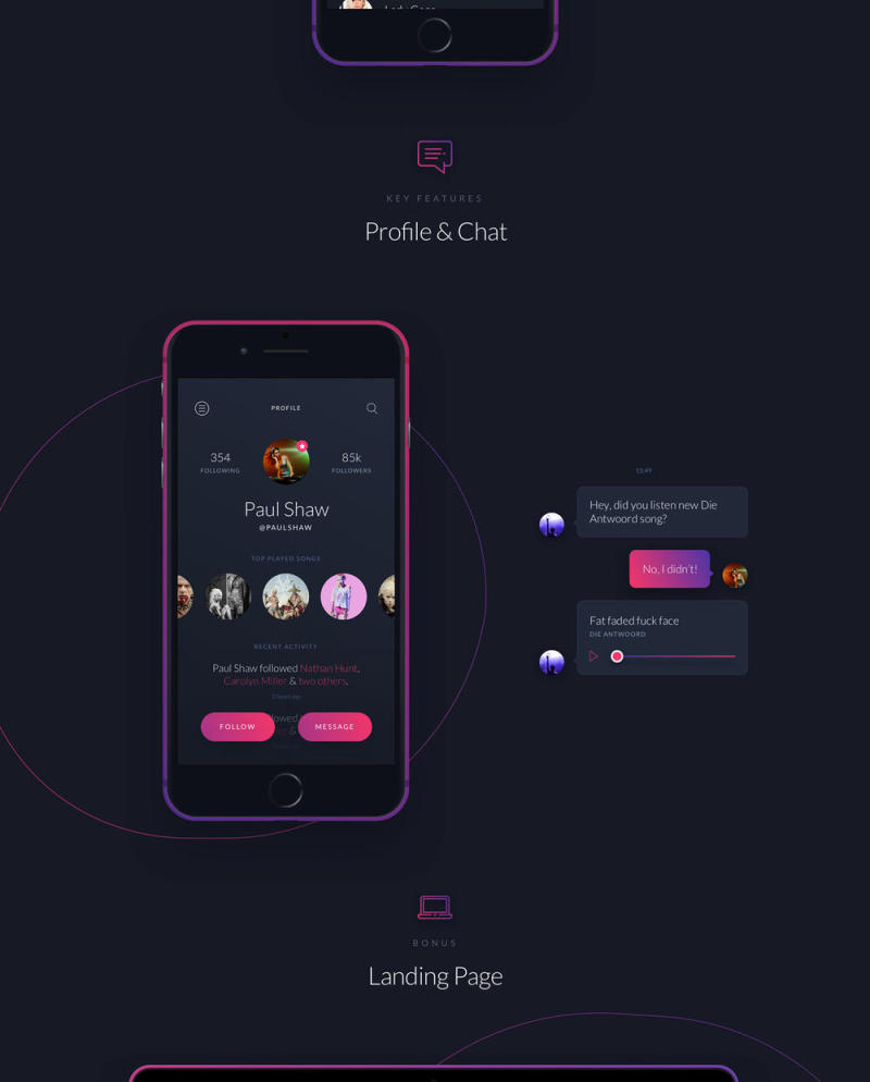 30+音乐应用程序界面UI iOS工具包sketch源文件格式打包下载