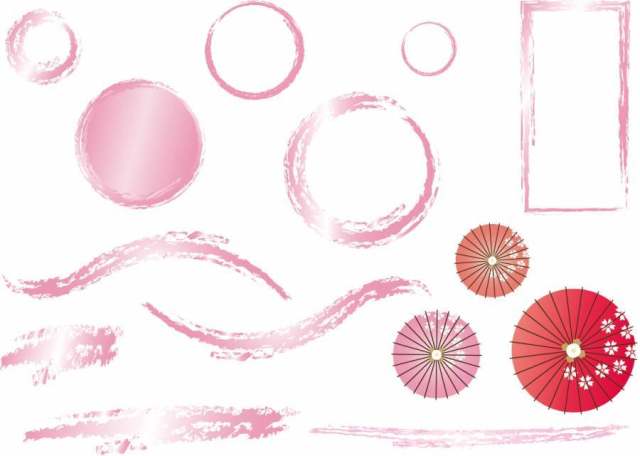 樱花的花伞和粉红色的框架