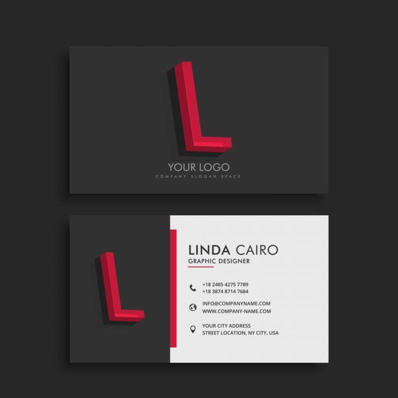 与信件L的干净的黑暗的名片