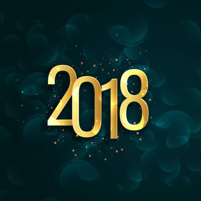新年快乐2018年背景与文字写在金色