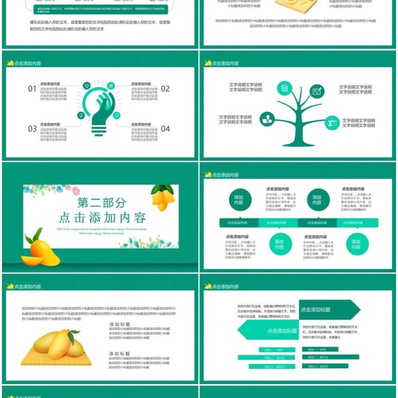 小清新芒果风主题通用汇报动态PPT模板