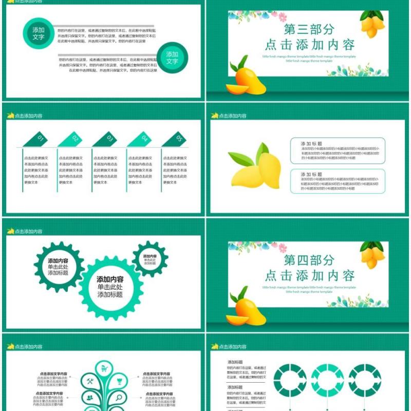 小清新芒果风主题通用汇报动态PPT模板