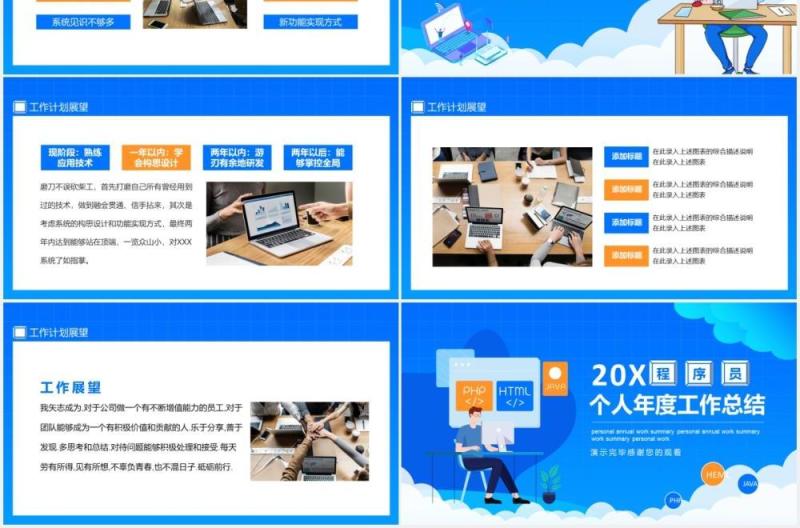 蓝色程序员个人年度工作总结计划报告动态PPT模板
