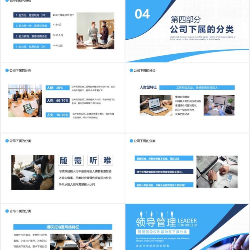 企业管理培训领导管理权力基础及公司下属分类动态PPT模板