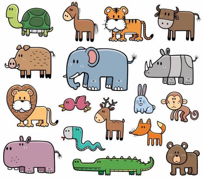 Cartoon Wild Animals set