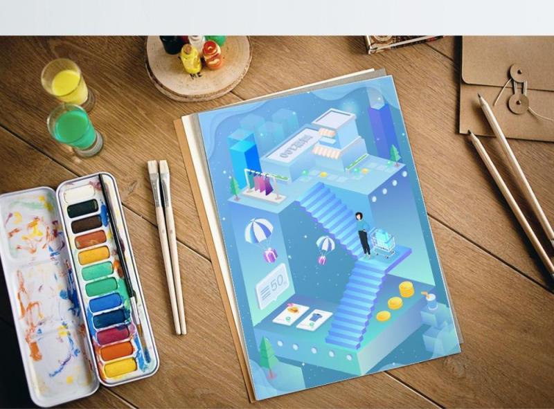 电商淘宝天猫购物促销活动2.5D立体插画AI设计海报素材29