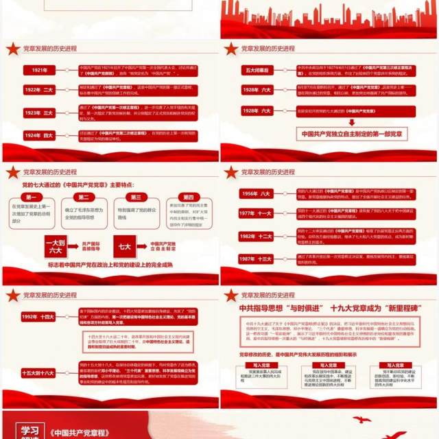 红色简约哪些新内容写入了党章学习解读党课PPT模板