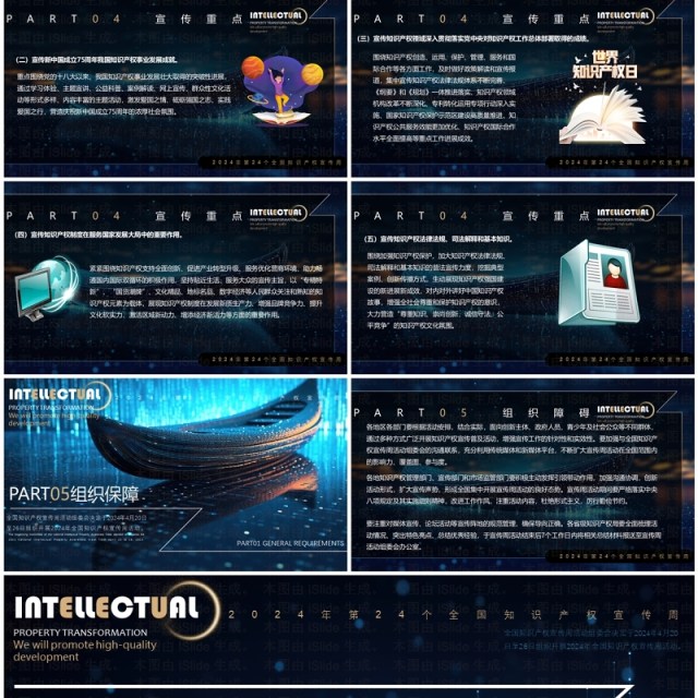 蓝色科技风知识产权转化运用世界知识产权日PPT模板