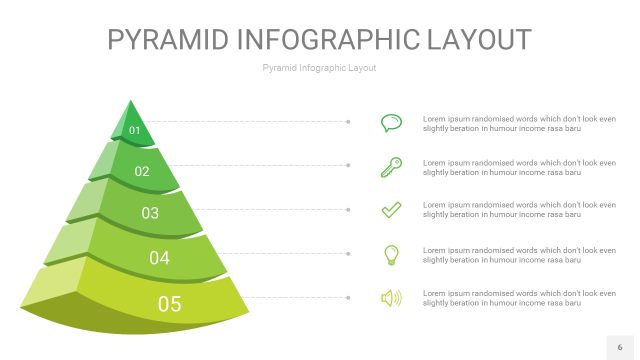 草绿色3D金字塔PPT信息图表6